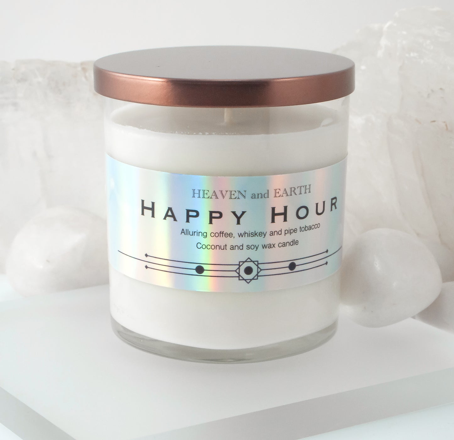 Luxury Fragrance Candle by Heaven and Earth, Tumbler Glass- Happy Hour