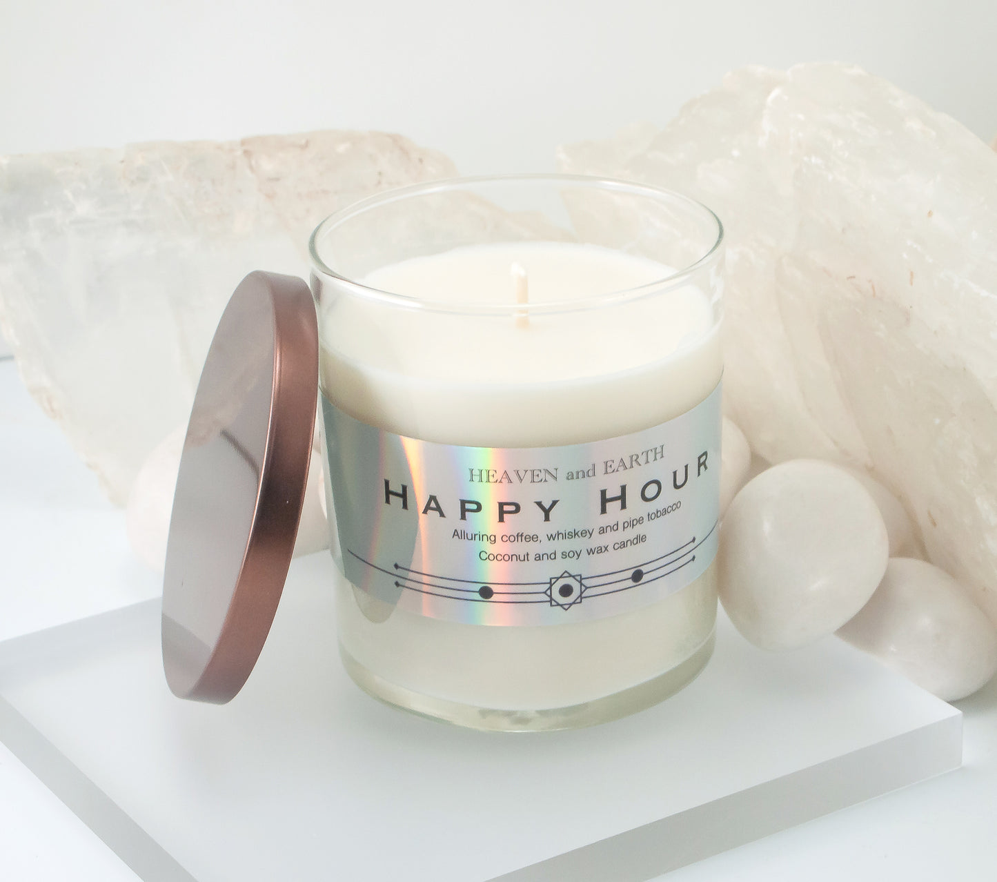 Luxury Fragrance Candle by Heaven and Earth, Tumbler Glass- Happy Hour