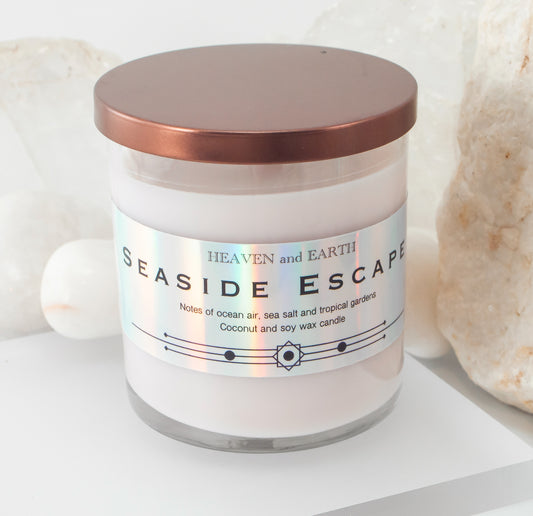Luxury Fragrance Candle by Heaven and Earth, Tumbler Glass- Seaside Escape