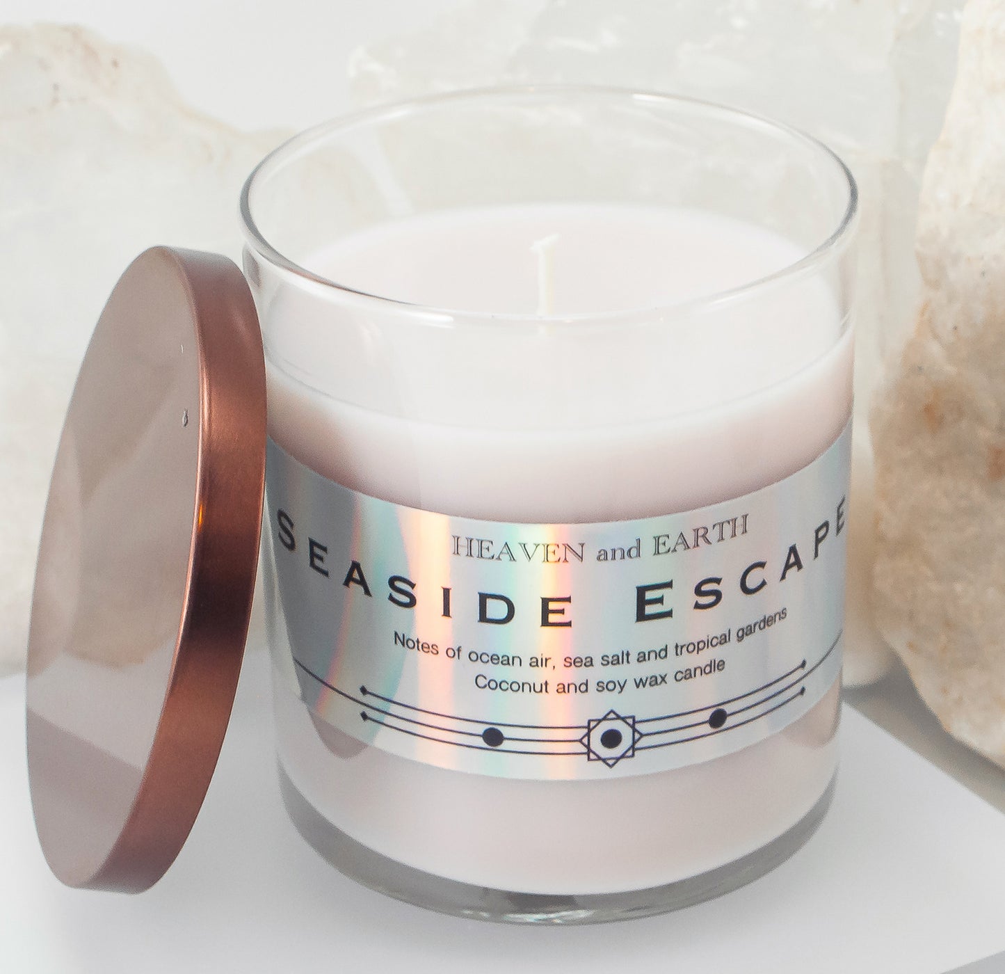 Luxury Fragrance Candle by Heaven and Earth, Tumbler Glass- Seaside Escape