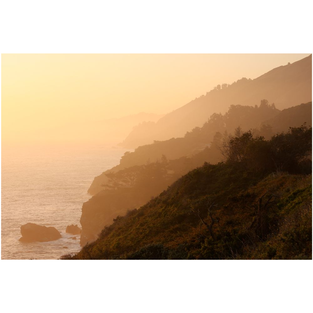 Archival Print -Golden Fog, Sunset on California Coast, USA