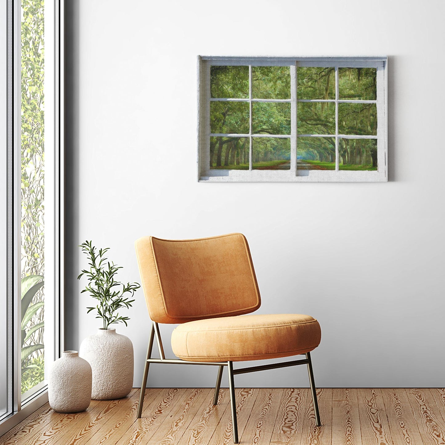 Canvas Wrap - Window Frame View With Wormsloe Plantation, Savannah, Georgia.