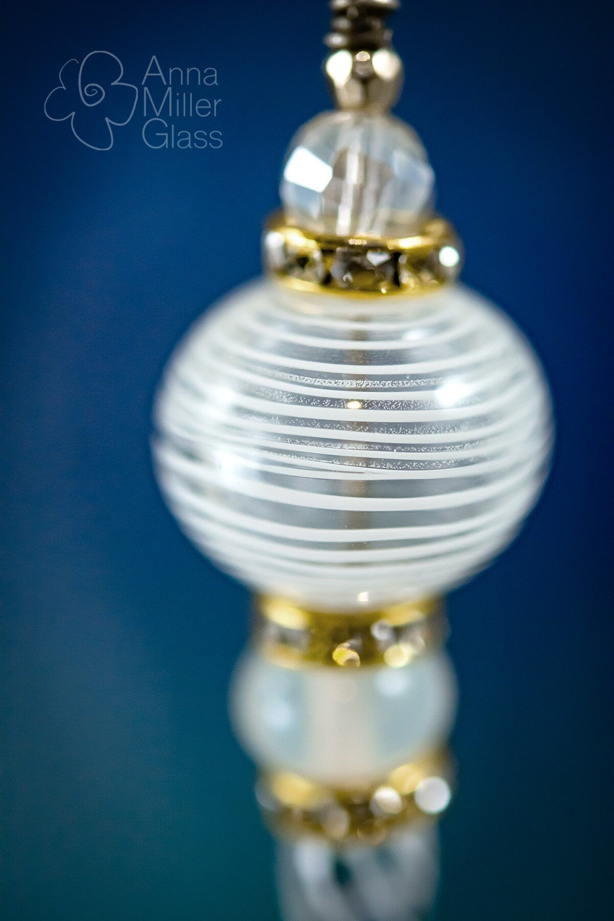 Lampwork Glass Winter White Icicle Pendant - Anna Miller Glass Art