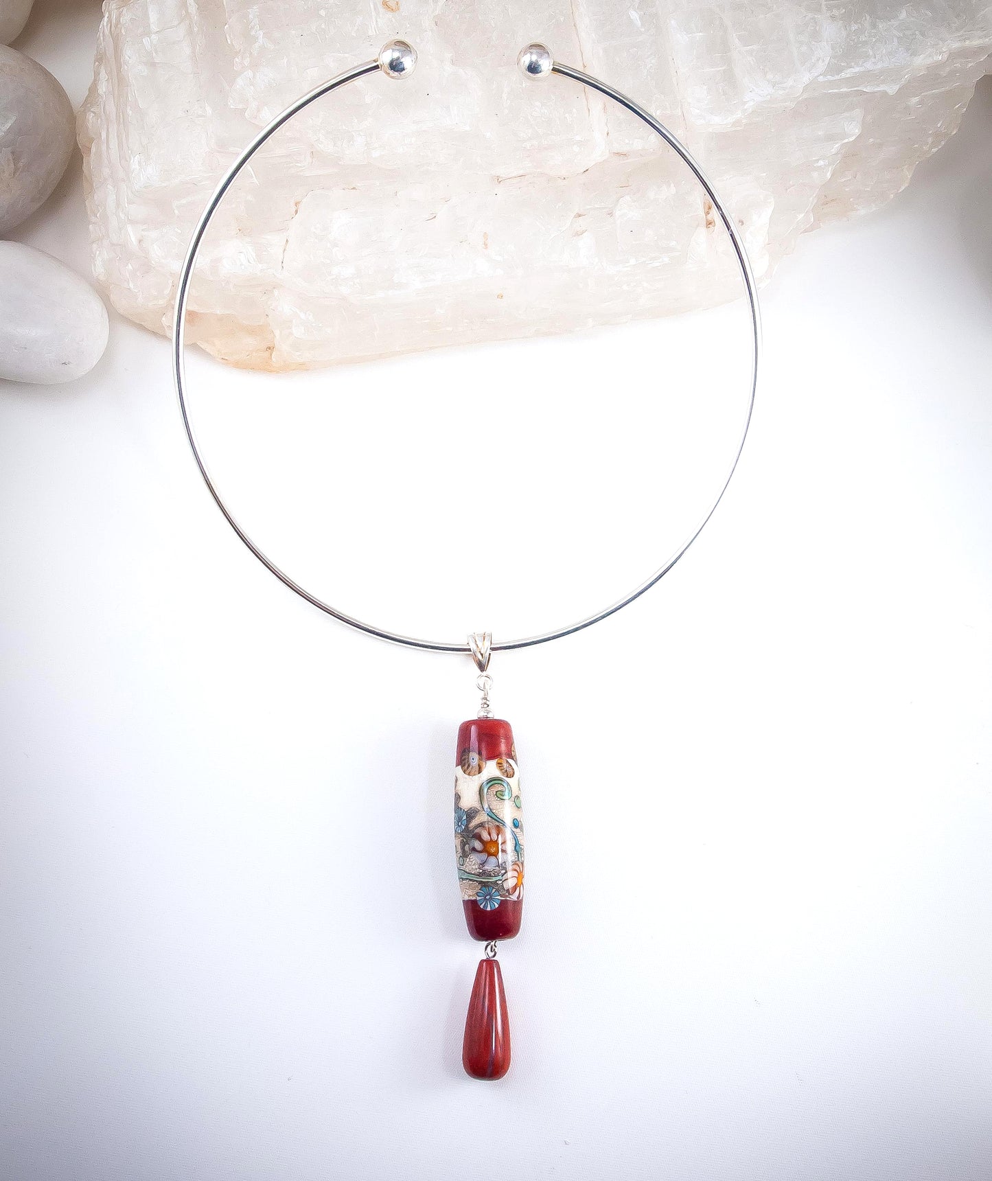 Lampwork Glass Art -  Fossil Series Pendant - Anna Miller Glass Art