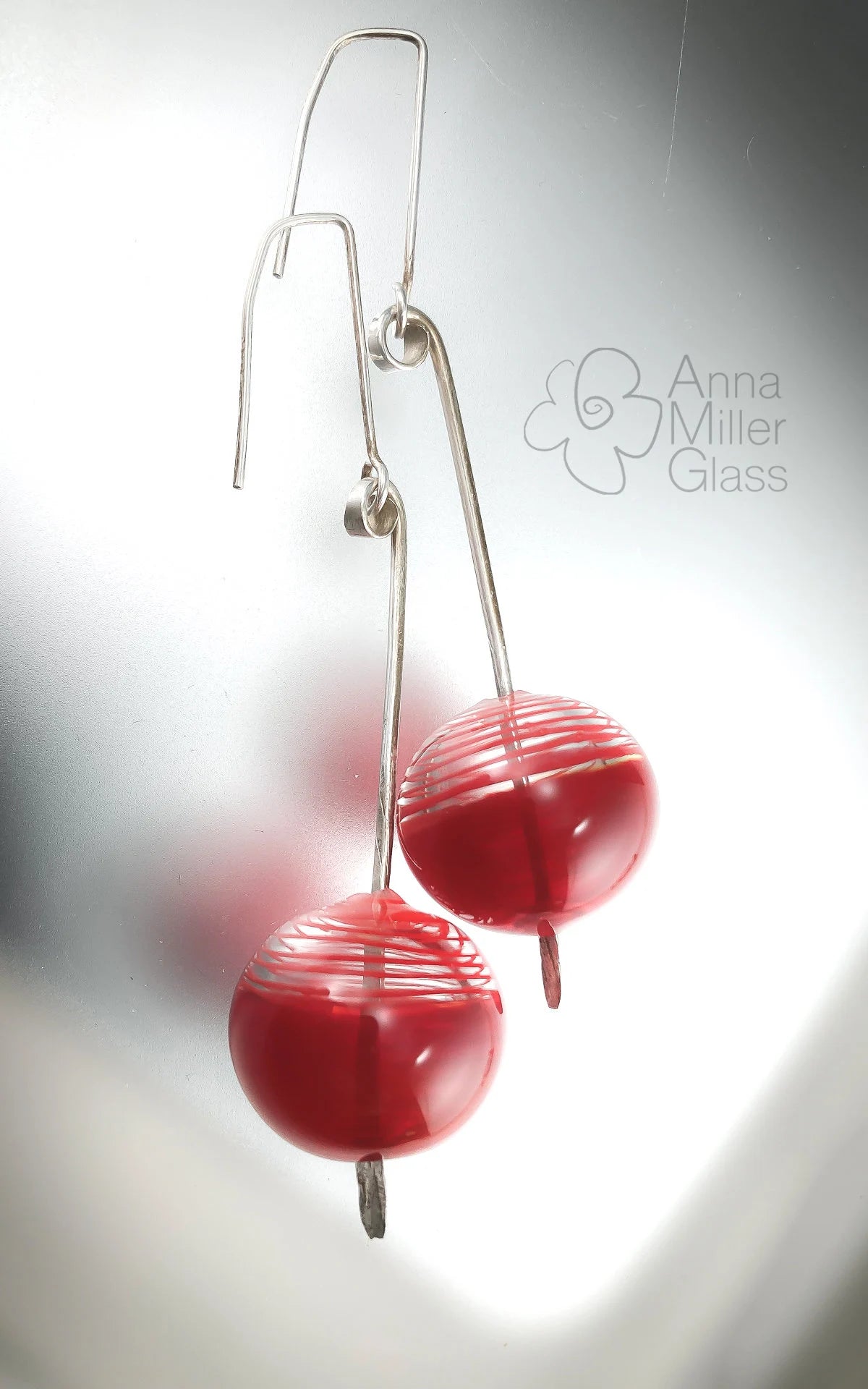 Lampwork Glass Earrings by Anna Miller- Cherry Fantasy