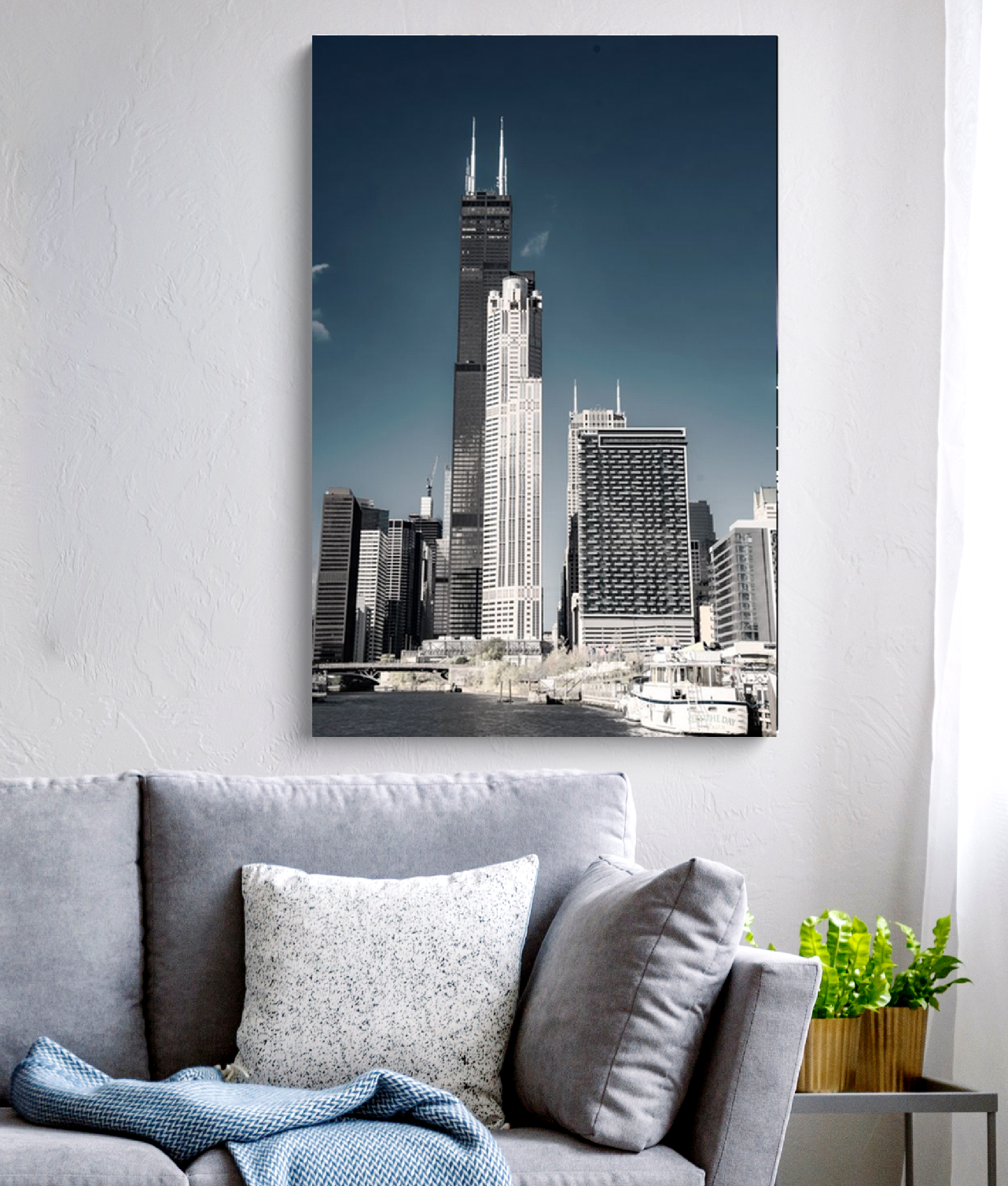 Canvas - Ready to Hang - Chicago Skyscrapers from Chicago River Cruise - Photo Art by Anna Miller