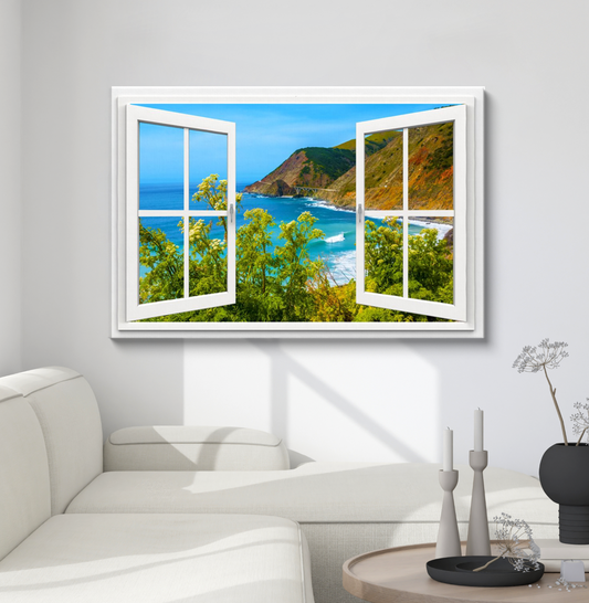 Canvas Wrap - Window Frame View With Big Sur Coastline