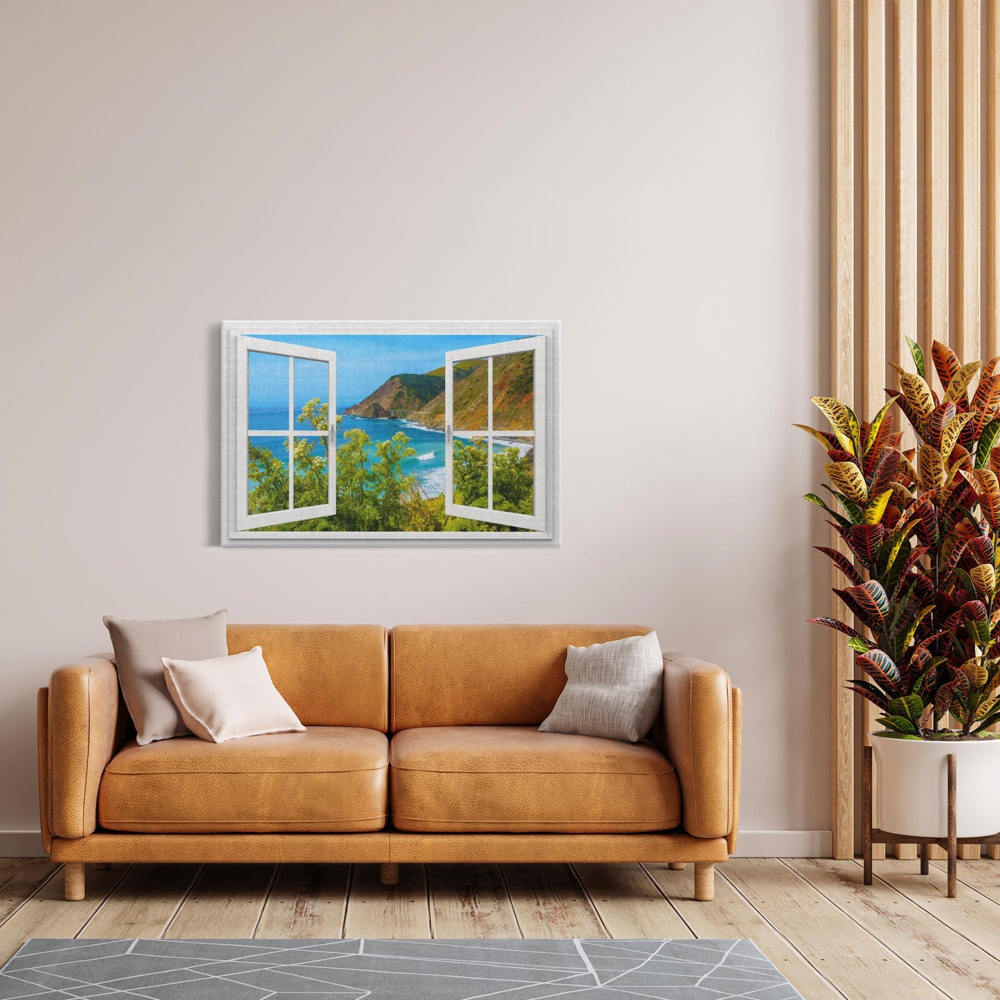 Canvas Wrap - Window Frame View With Big Sur Coastline