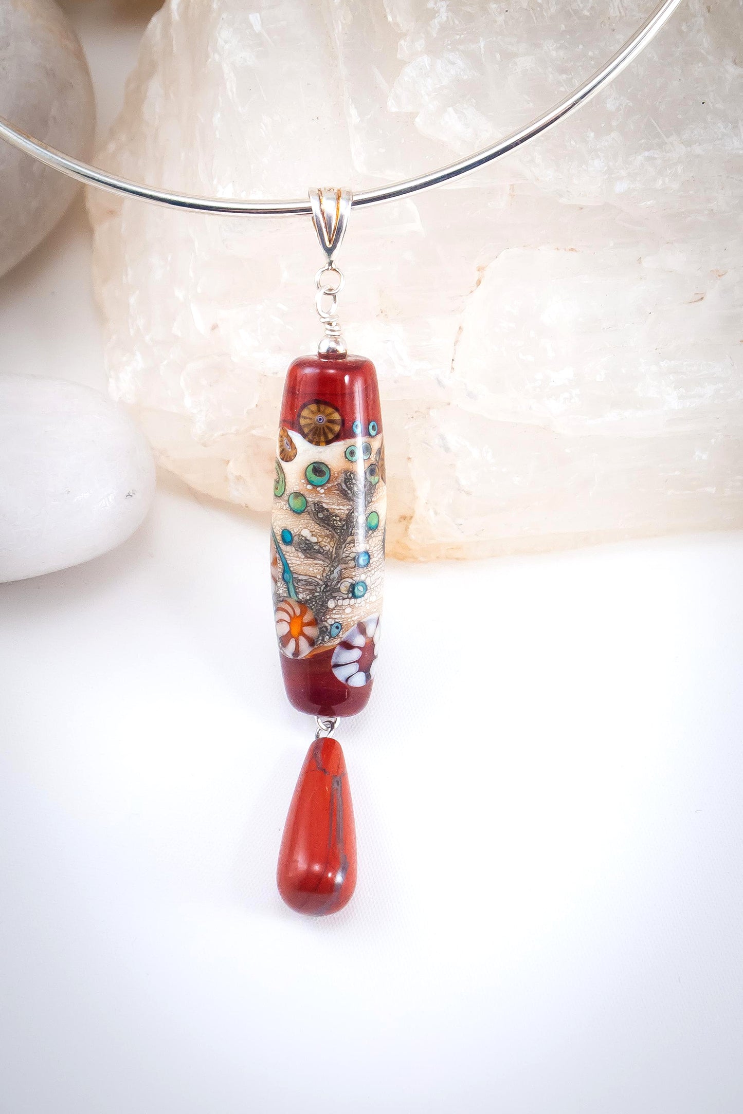 Lampwork Glass Art -  Fossil Series Pendant - Anna Miller Glass Art