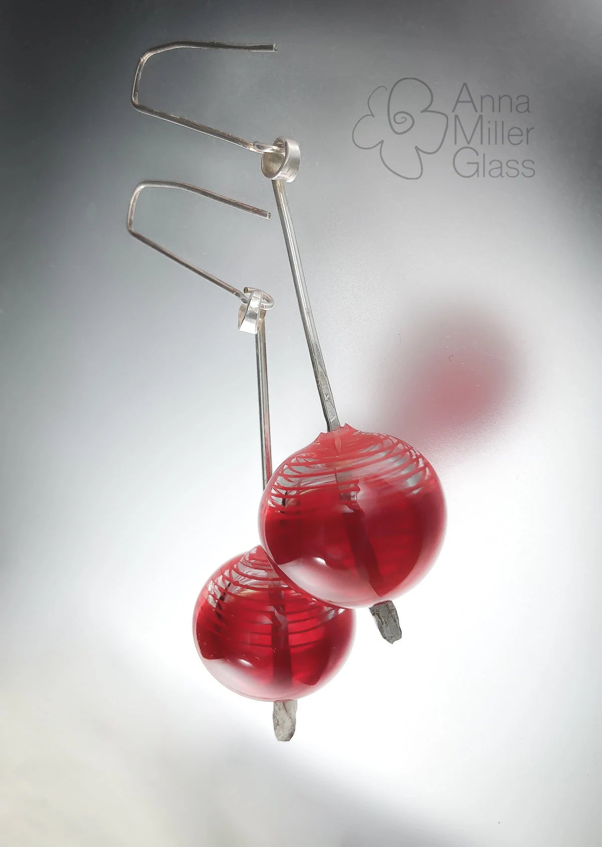 Lampwork Glass Earrings by Anna Miller- Cherry Fantasy