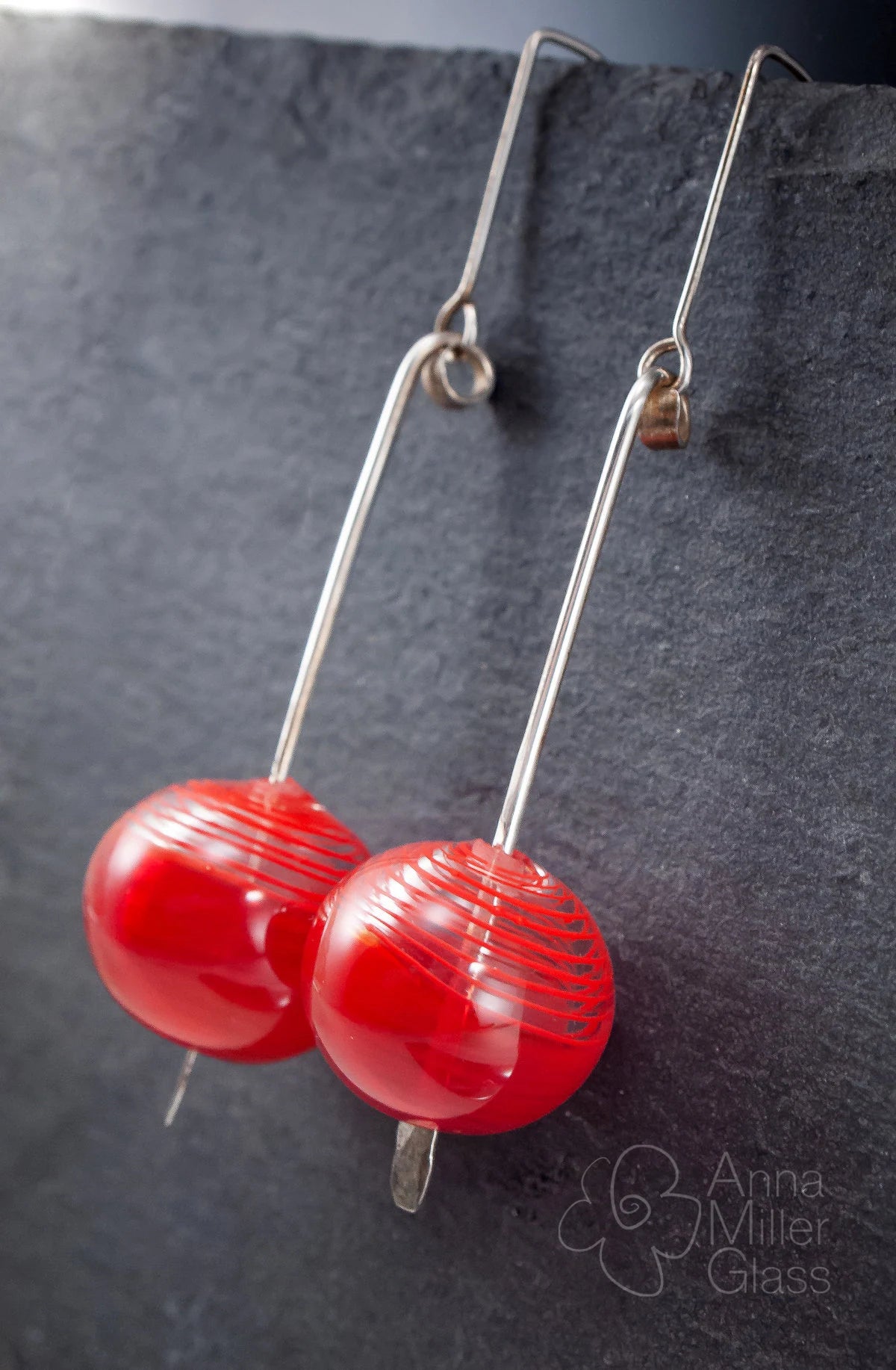 Lampwork Glass Earrings by Anna Miller- Cherry Fantasy