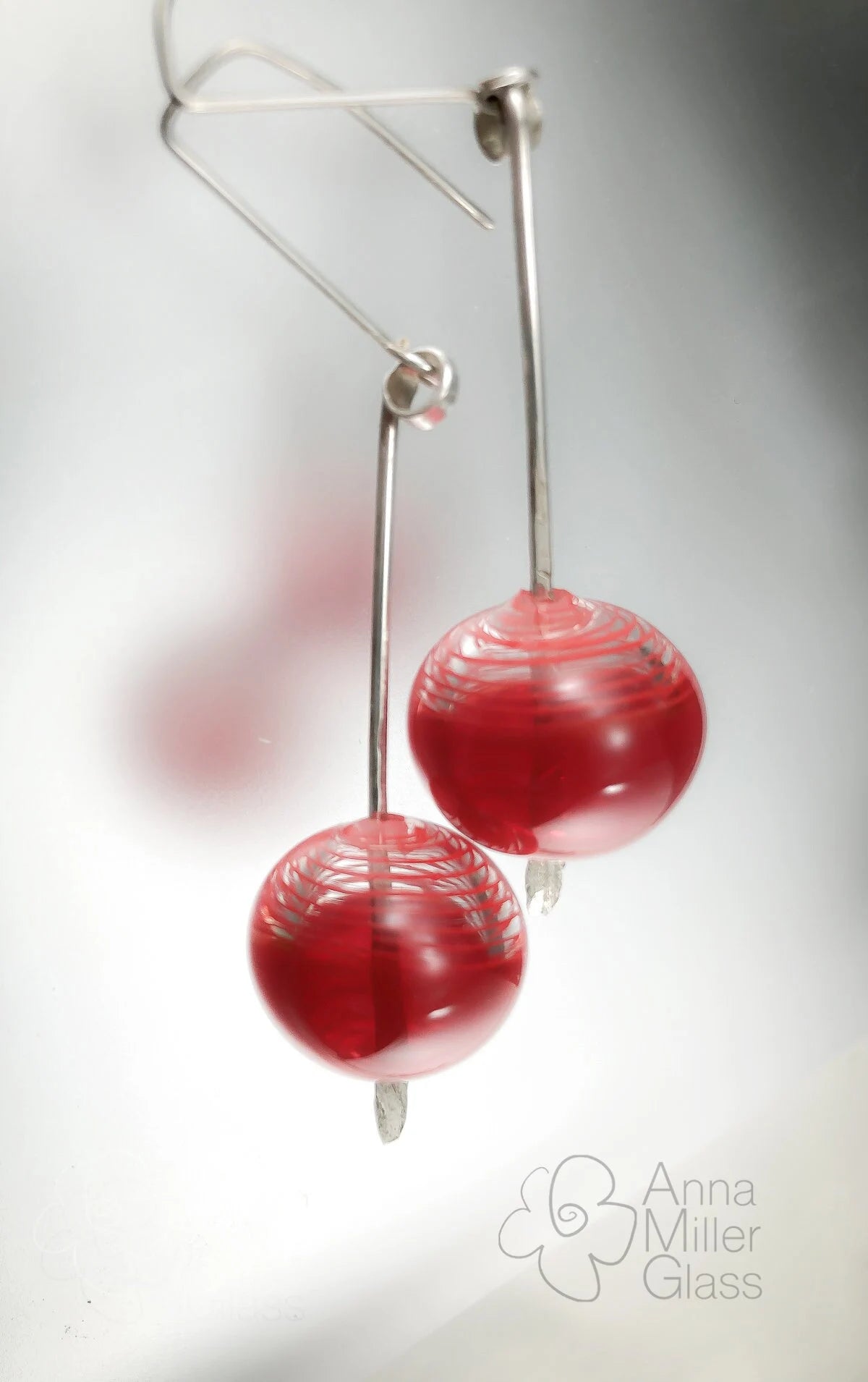 Lampwork Glass Earrings by Anna Miller- Cherry Fantasy