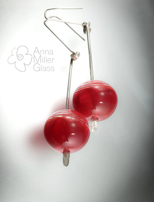 Lampwork Glass Earrings by Anna Miller- Cherry Fantasy