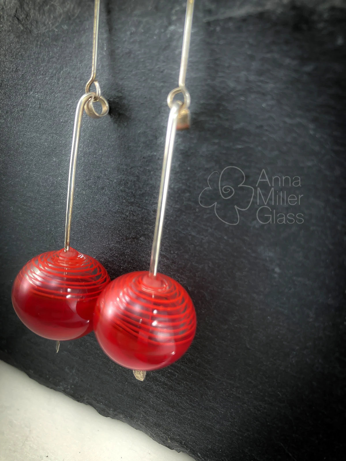 Lampwork Glass Earrings by Anna Miller- Cherry Fantasy