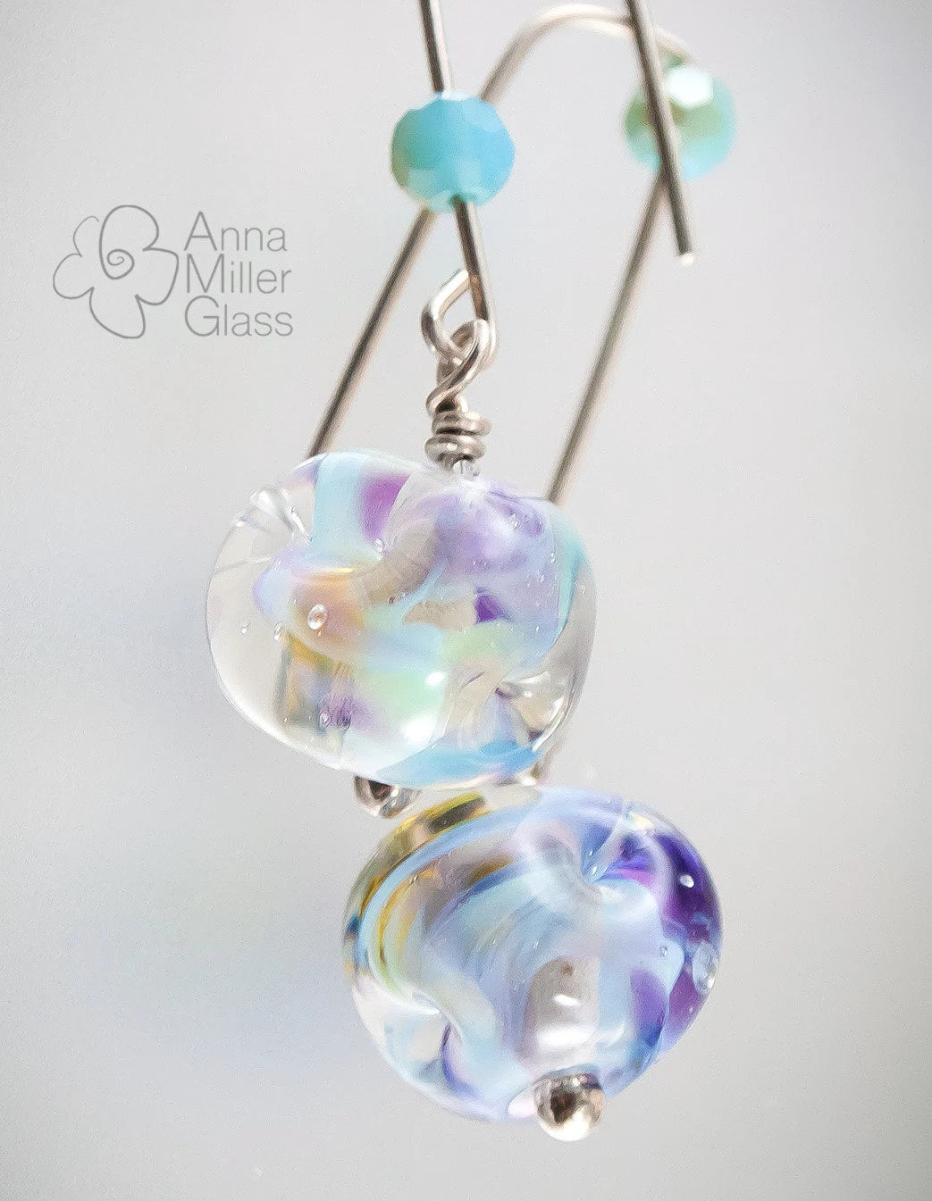 Lampwork Glass and Sterling Silver Earrings- Waterworld