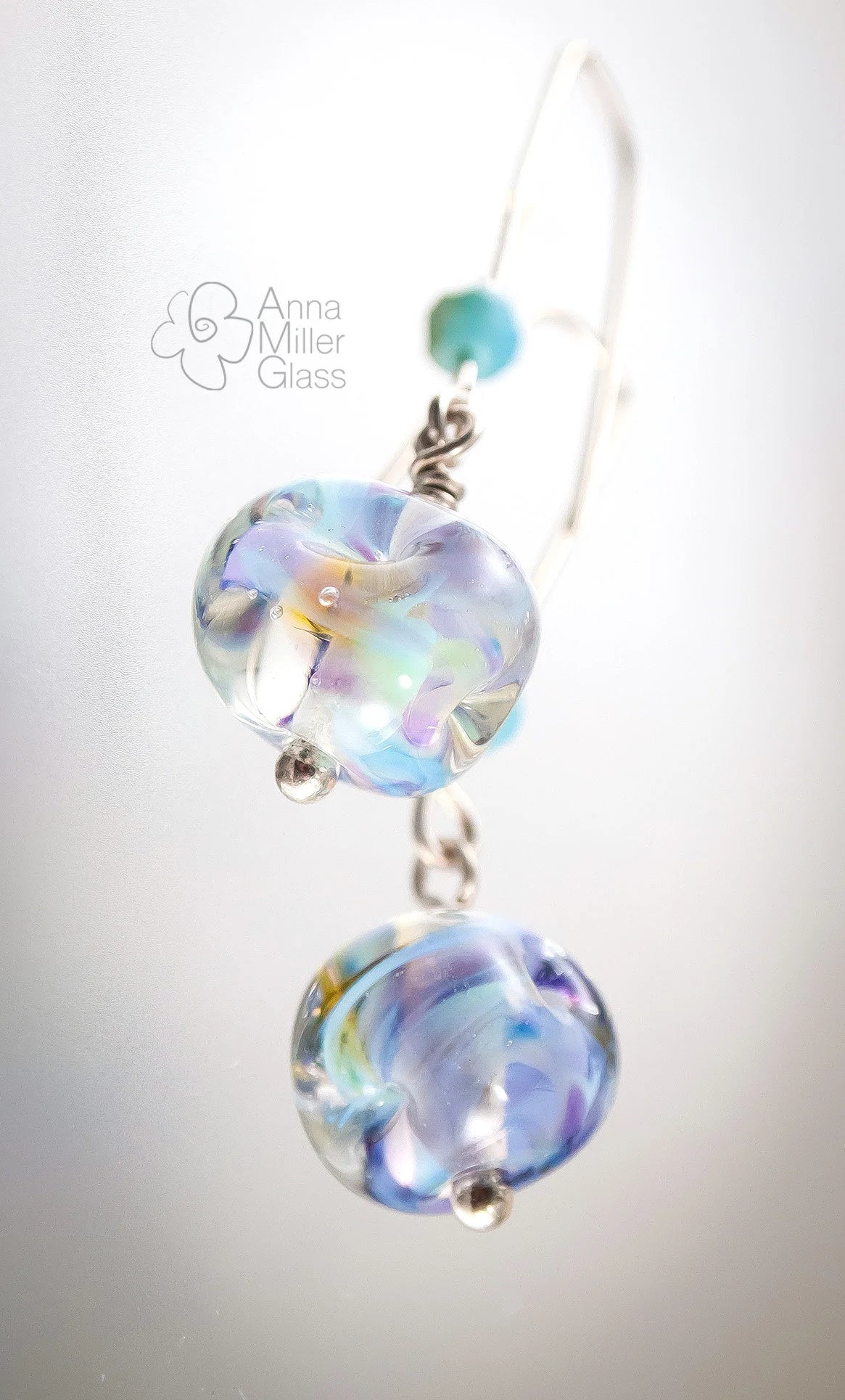 Lampwork Glass and Sterling Silver Earrings- Waterworld