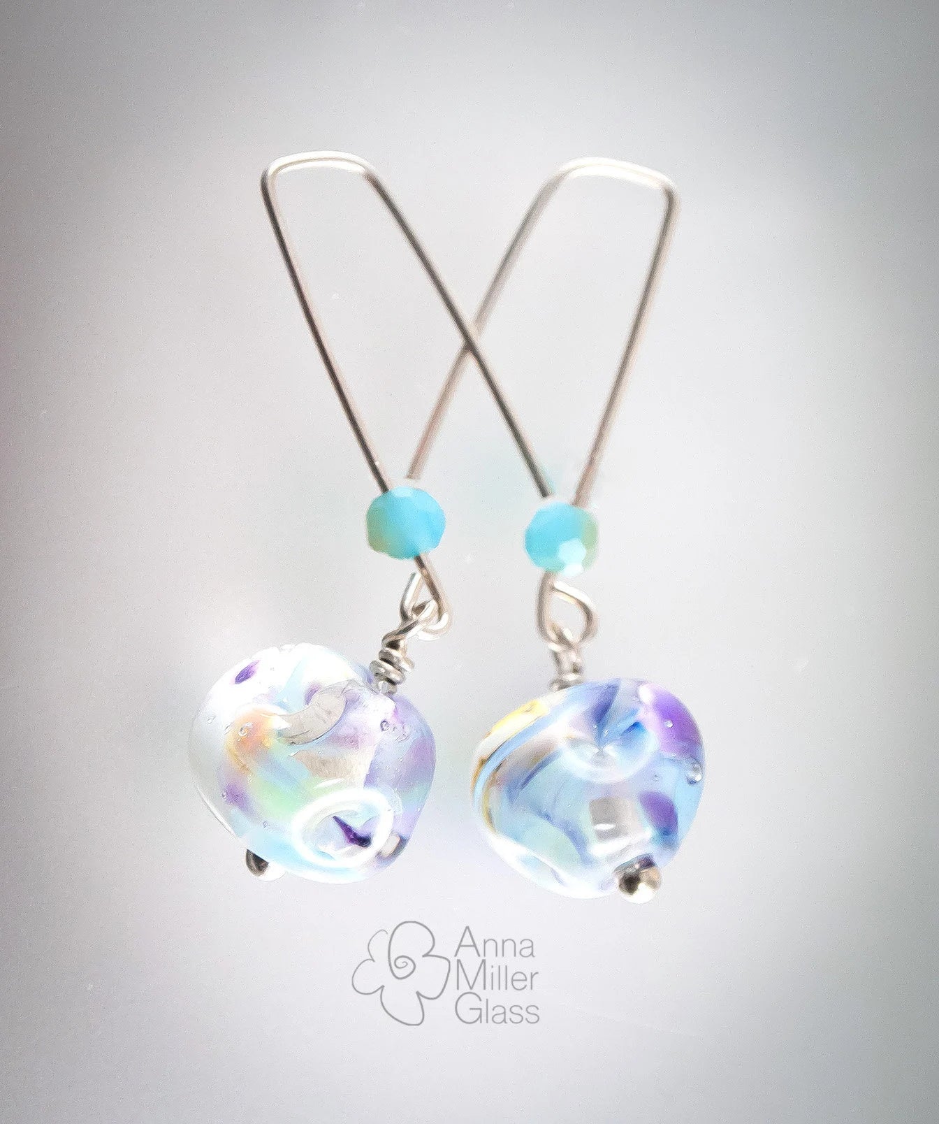 Lampwork Glass and Sterling Silver Earrings- Waterworld