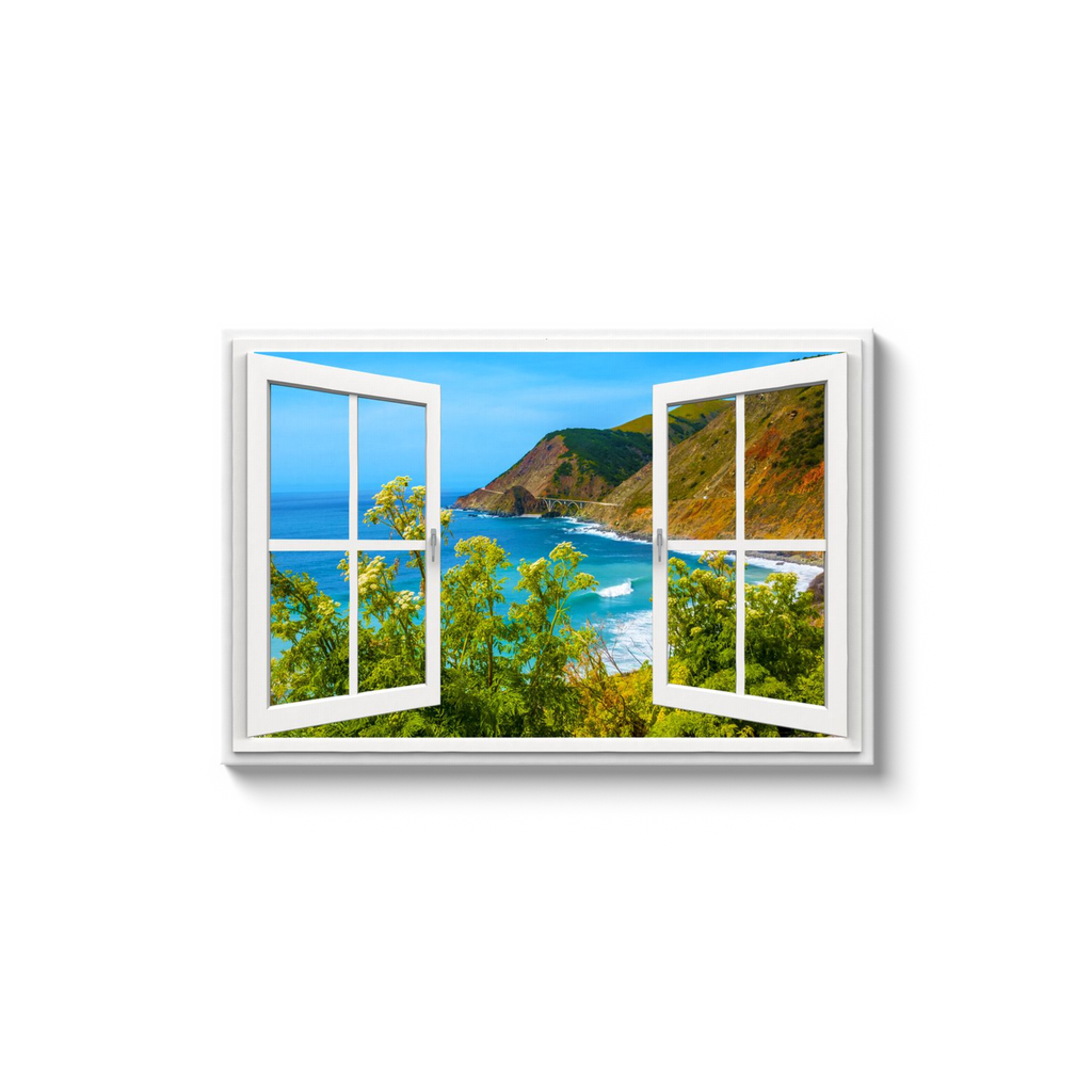 Canvas Wrap - Window Frame View With Big Sur Coastline